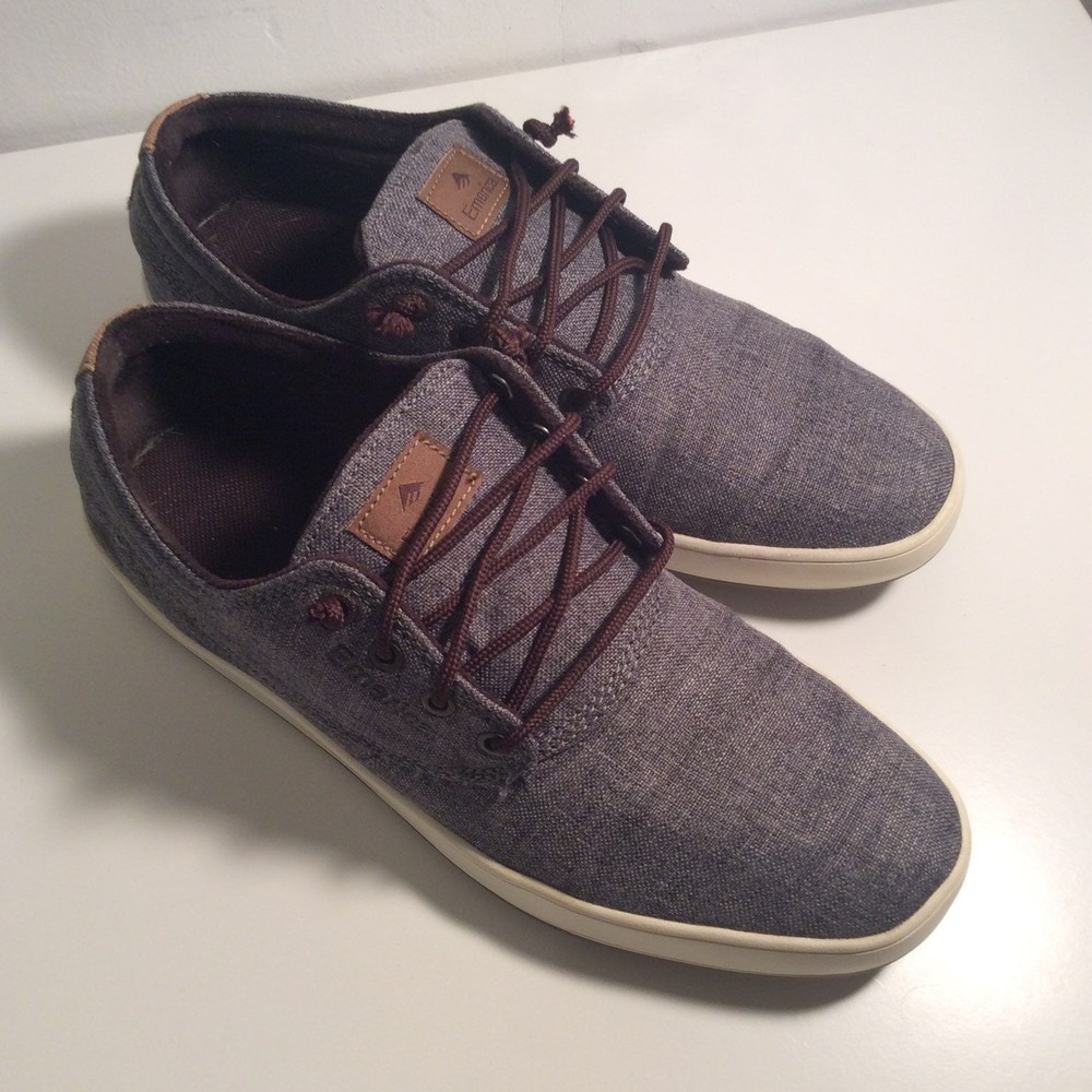 Emerica Emery Mens Gray Canvas Low Top Skate Sneakers Shoes 8.5